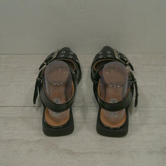 Steve Madden Graya Double Buckle Slingback Sexy Grunge Style Black Flats SZ 8.5 - Picture 8 of 12